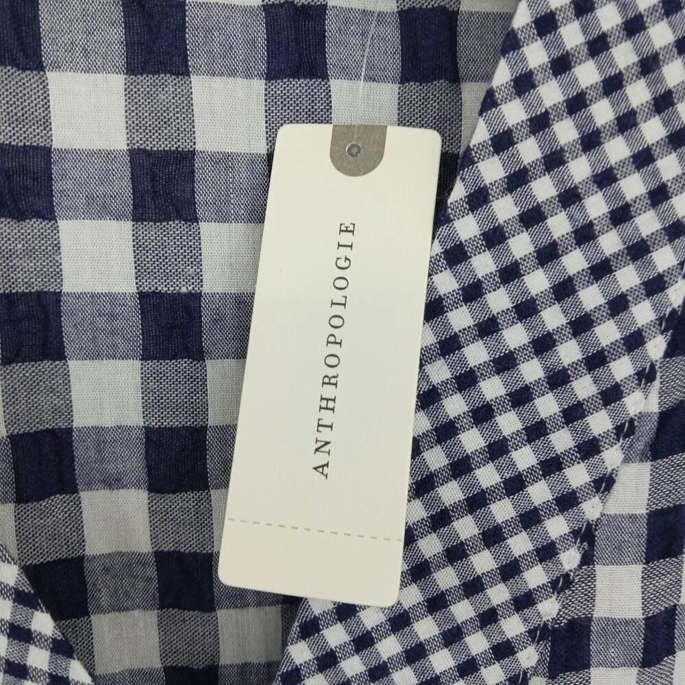 Anthropologie 11.1.TYLHO Navy White Gingham Midi Dress Small New With Tag - Picture 6 of 15